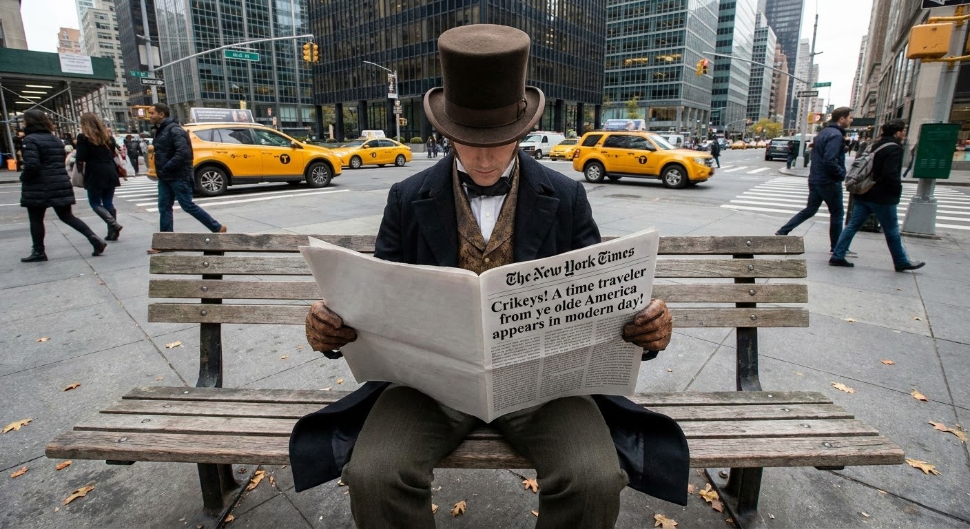 Hombre sujetando un periódico