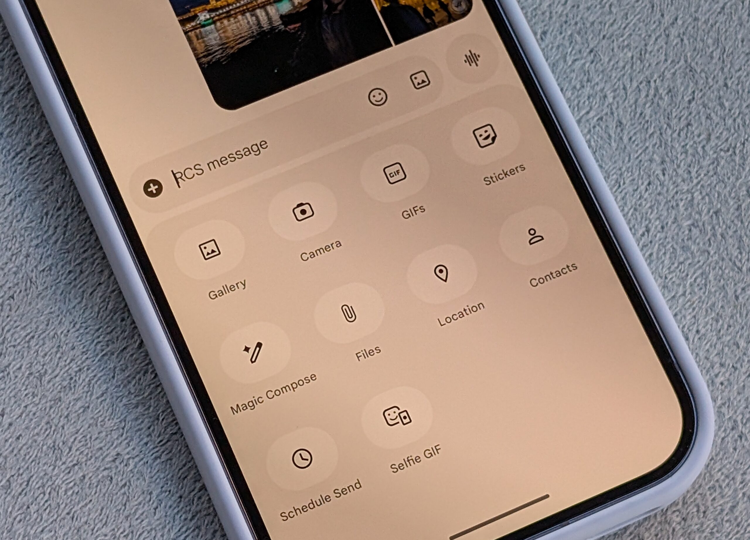 Message attachment options in Google Messages on Google Pixel 10 Pro Message attachment options in Google Messages on Google Pixel 10 Pro