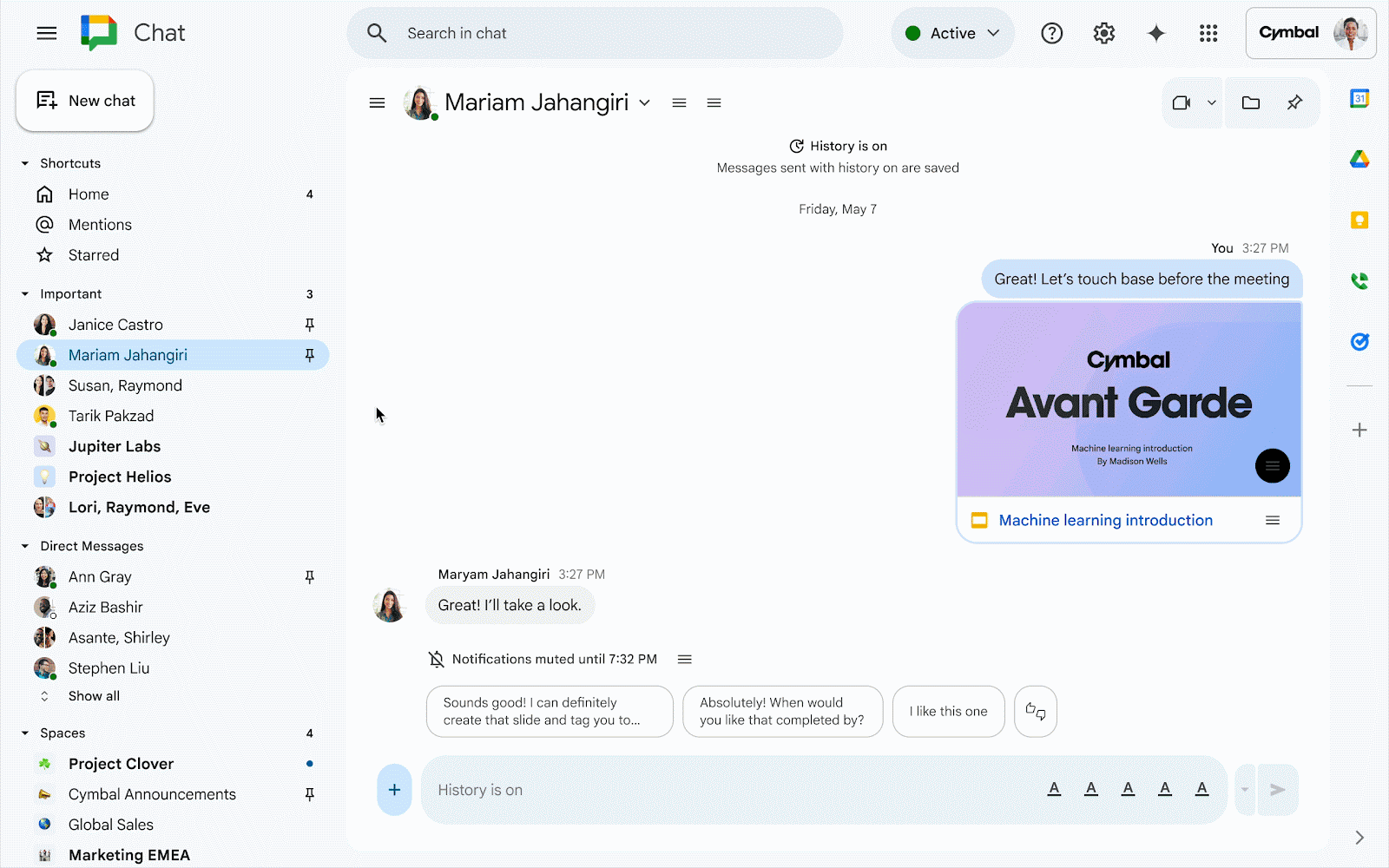 Preview unread Google Chat messages