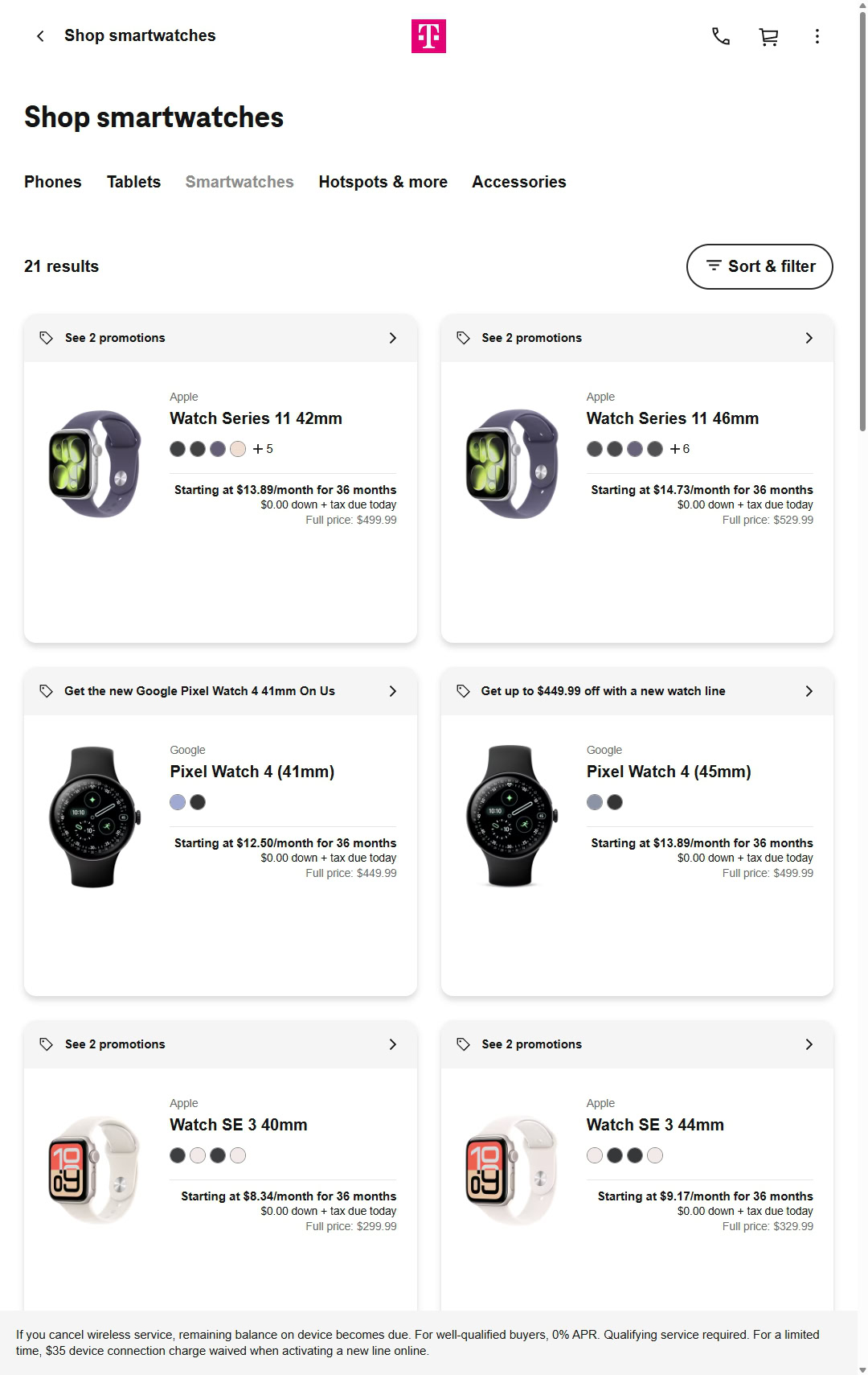 T Mobile 36 month EIP on smartwatches