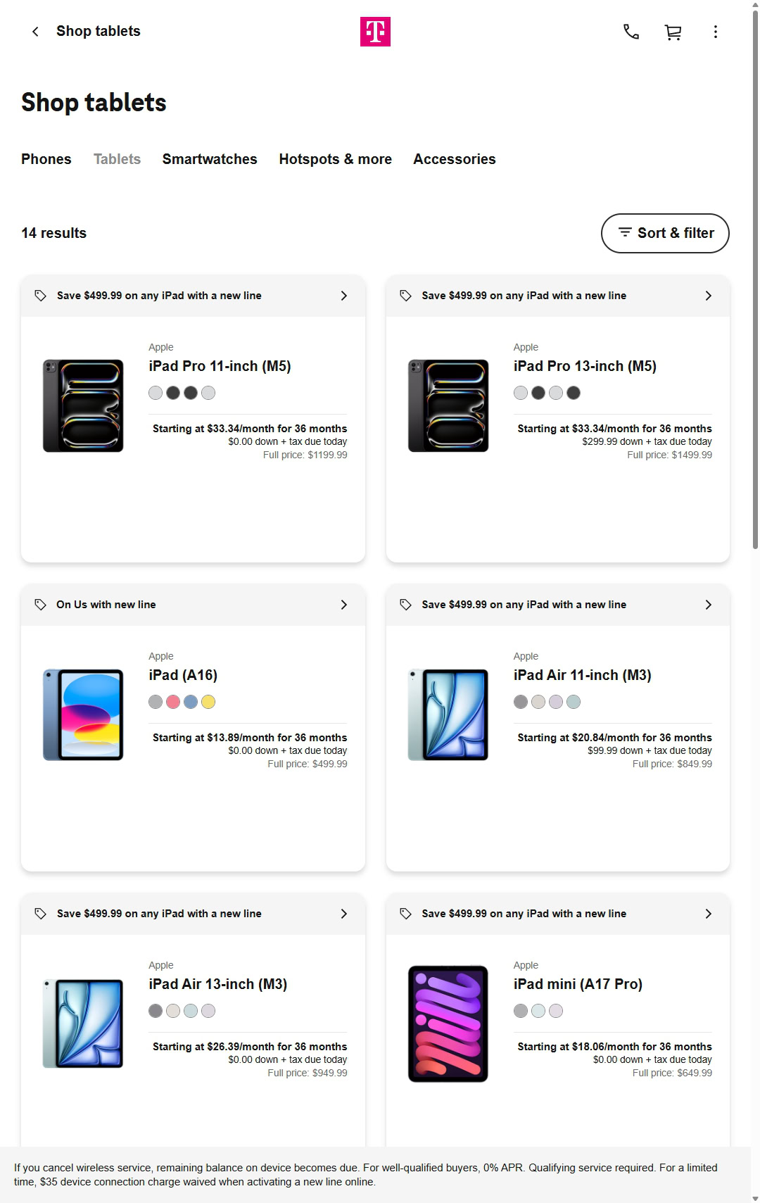 T Mobile 36 month EIP on tablets