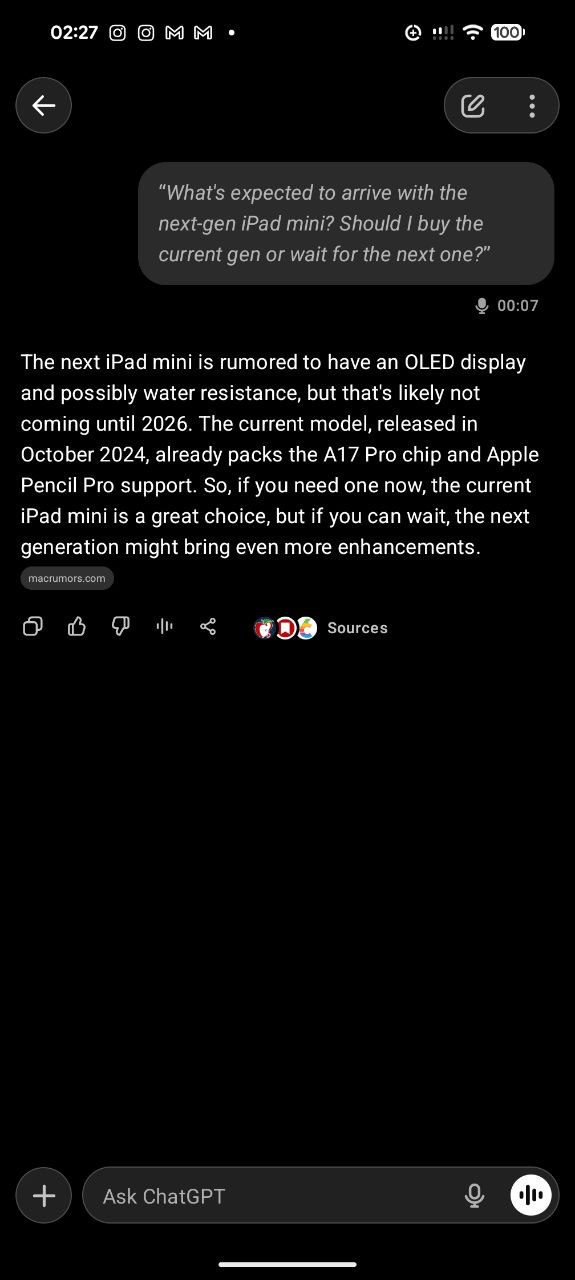 chatgpt voice mode next gen ipad