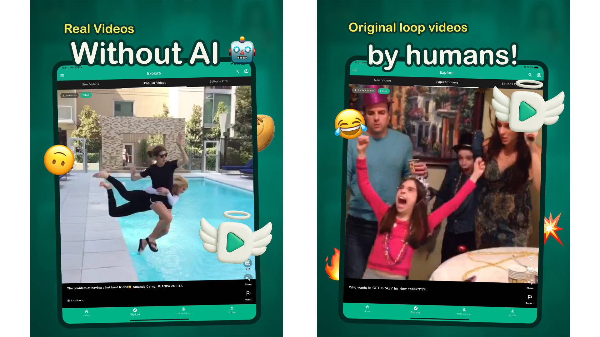 diVine App Screenshots focused on being made by humans without AI diVine App Screenshots focused on being made by humans without AI