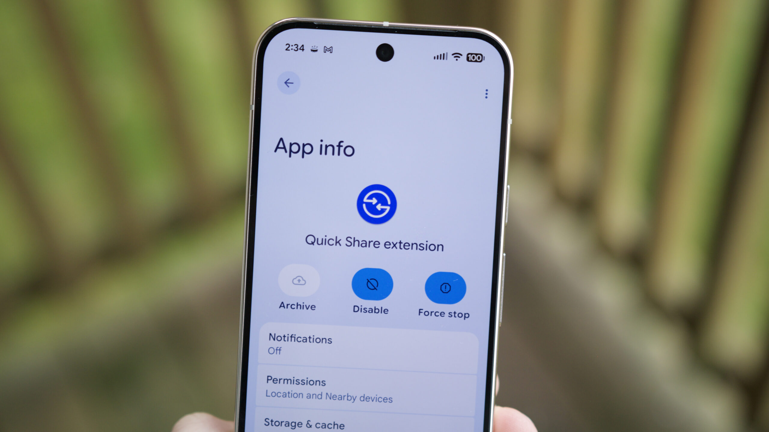 Quick Share extension app on a Pixel 10.