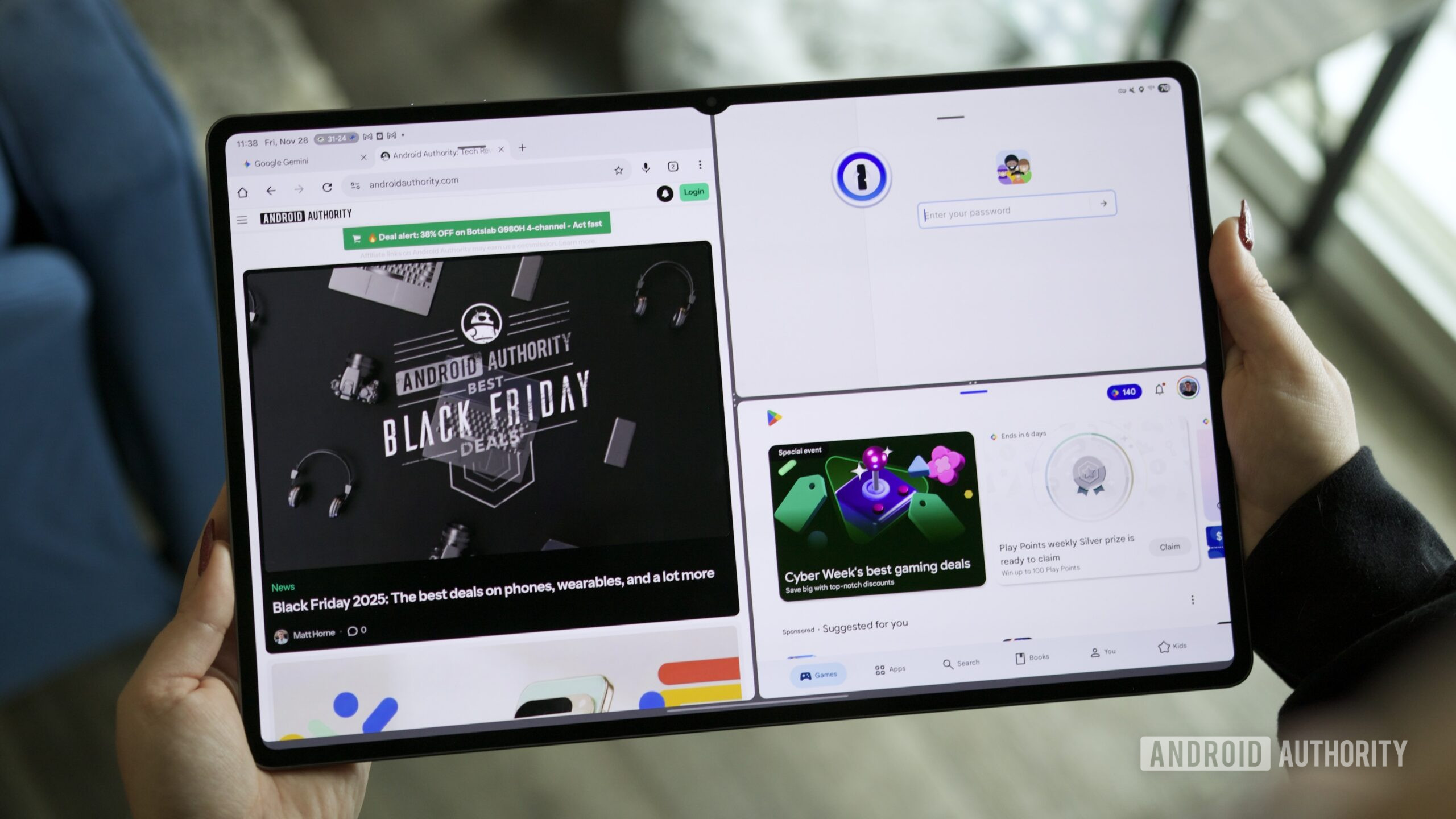 samsung galaxy tab s11 ultra review 3 Running three apps in split-screen on the Samsung Galaxy Tab S11 Ultra.
