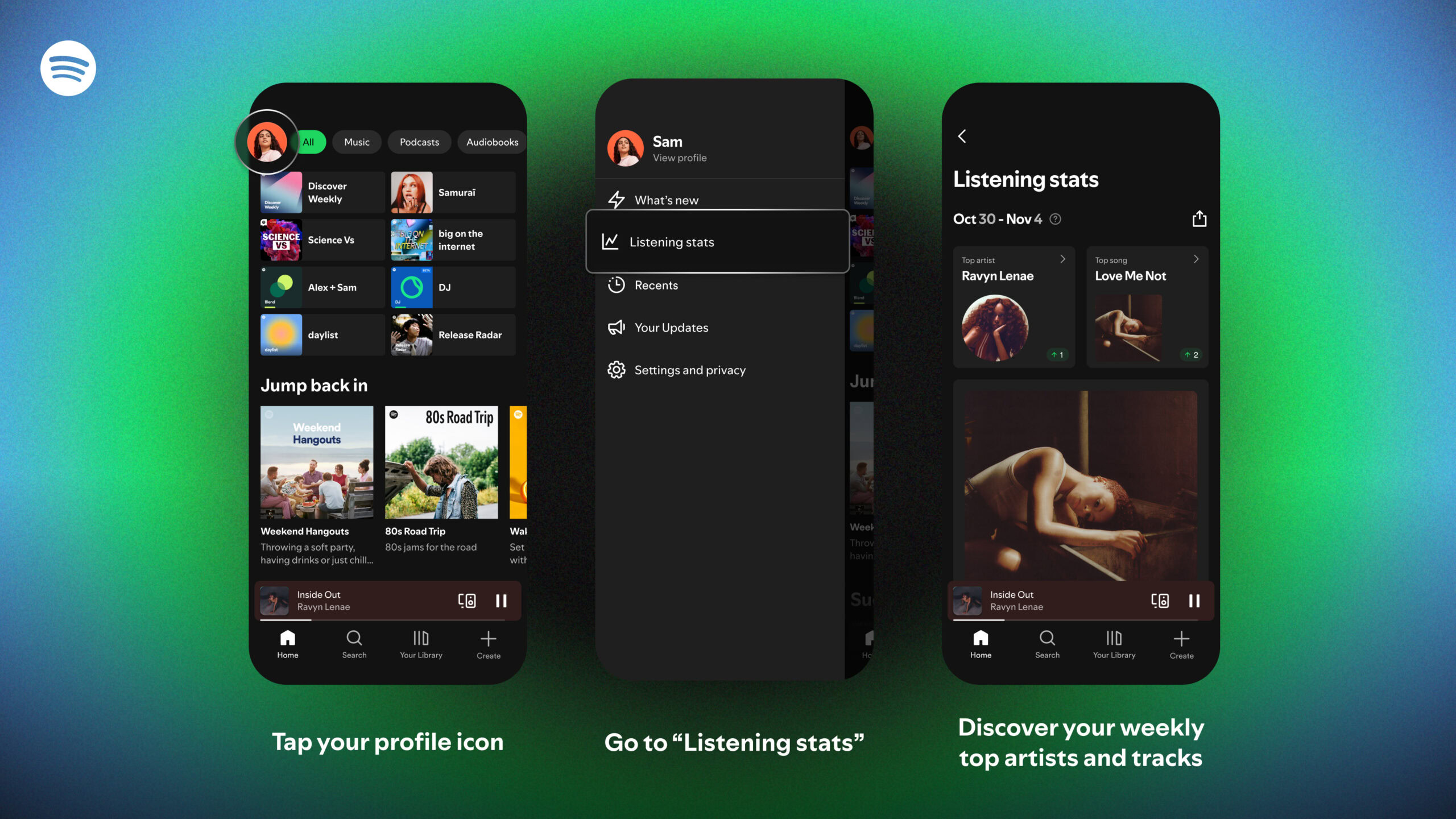 spotify listening stats screens spotify listening stats screens