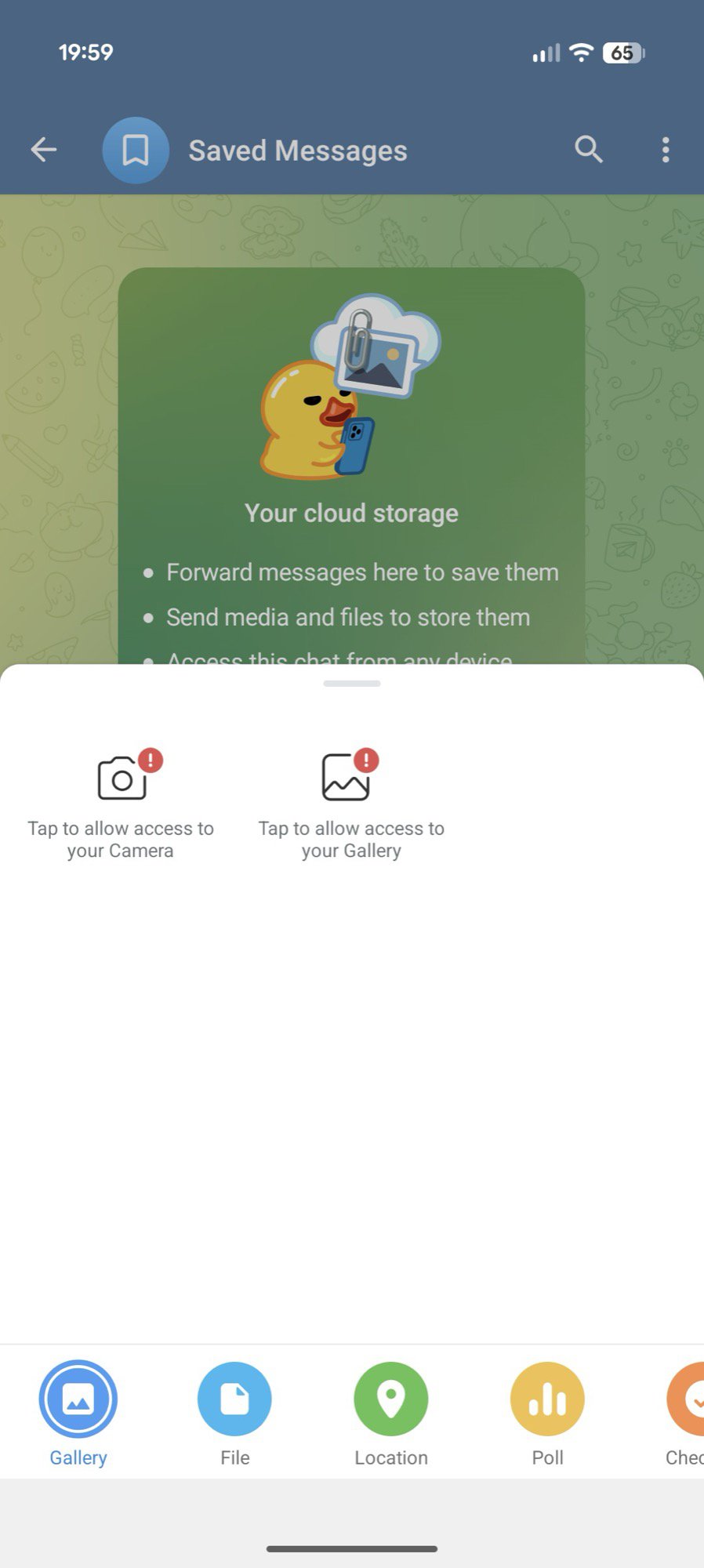 telegram app screenshot attachment menu