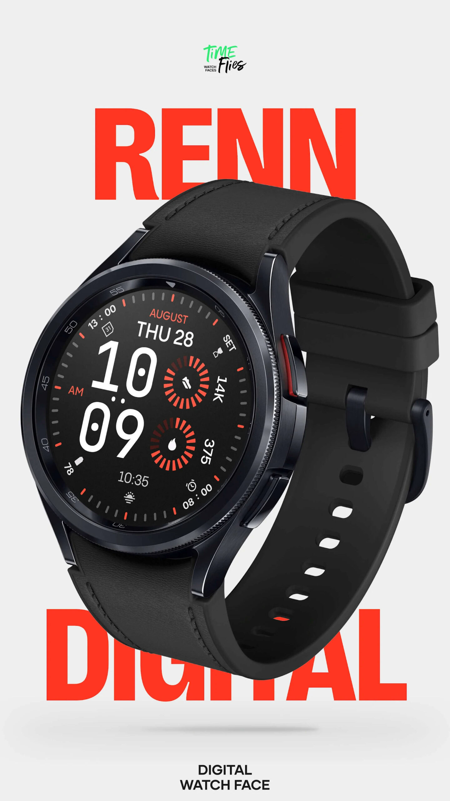 time flies renn digital watchface