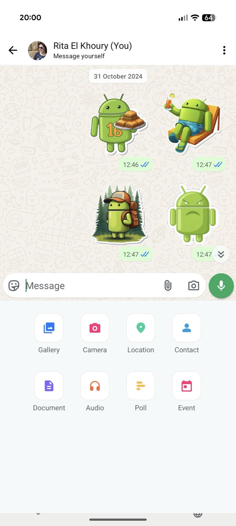 whatsapp screenshot attachment menu