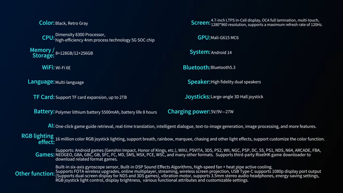 ANBERNIC RG 477V specs ANBERNIC RG 477V specs