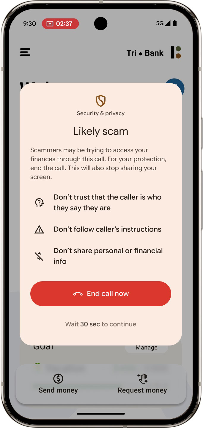 Android In call scam protection