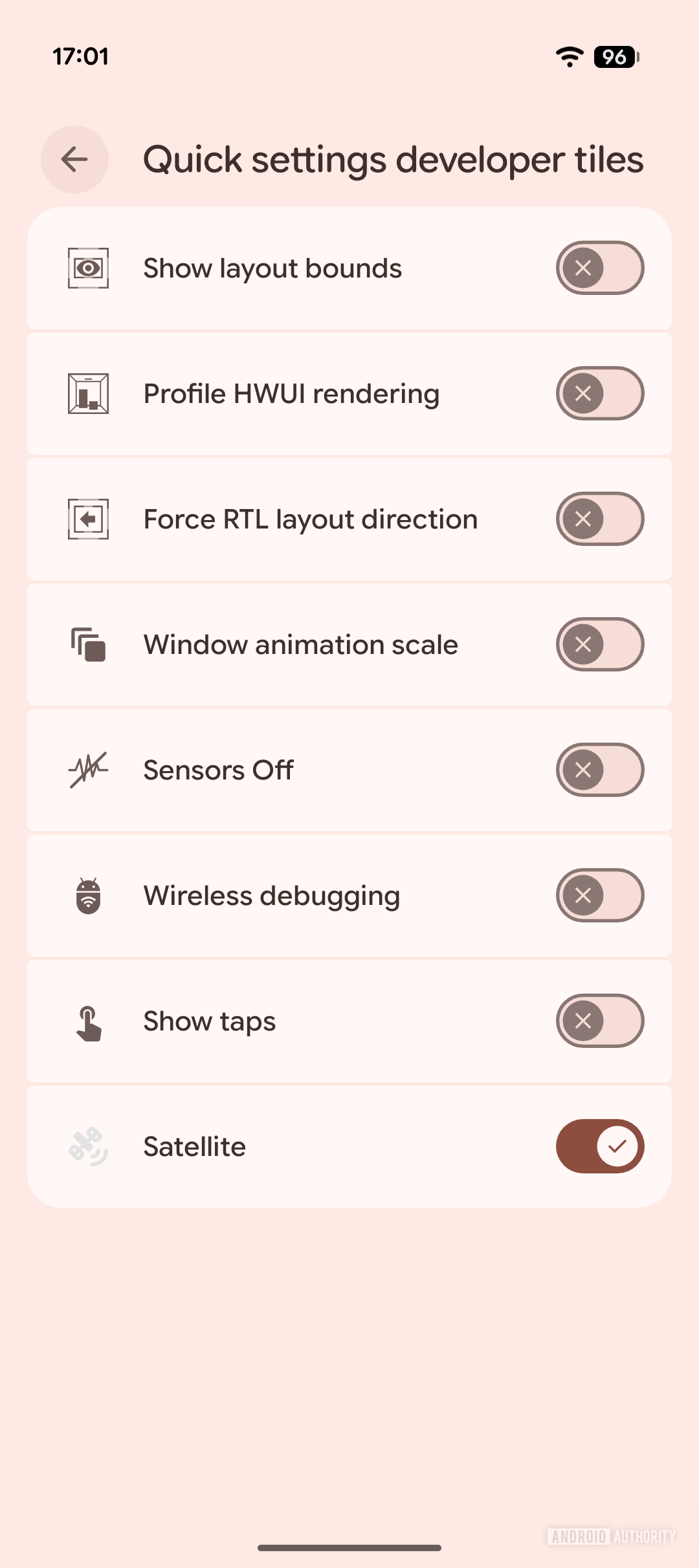Android Quick Settings developer tiles