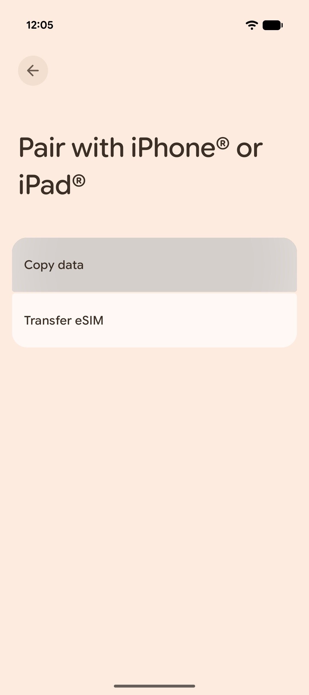 Android iPhone switching new copy data option 2