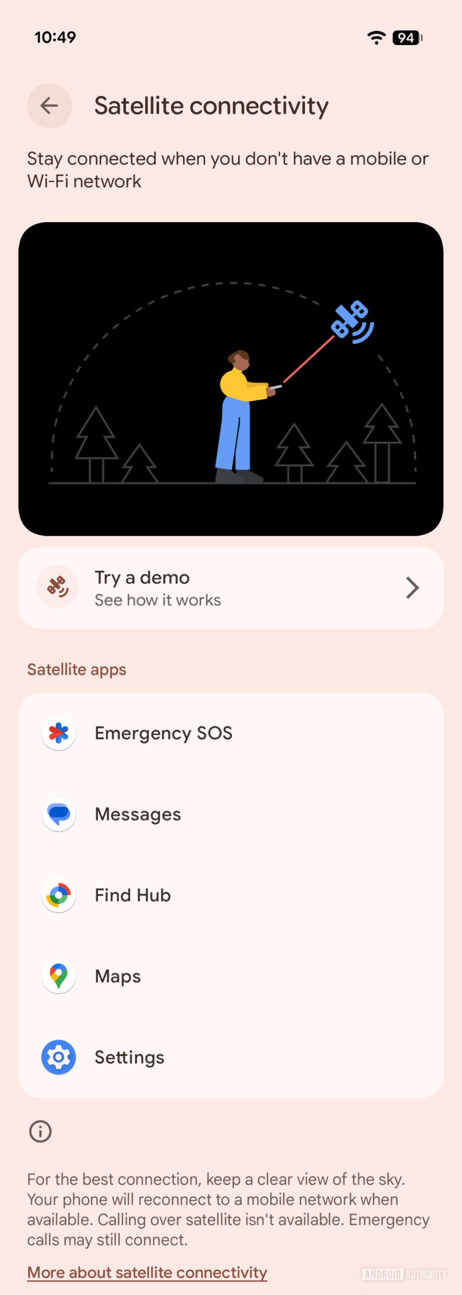 Android satellite connectivity settings Android satellite connectivity settings