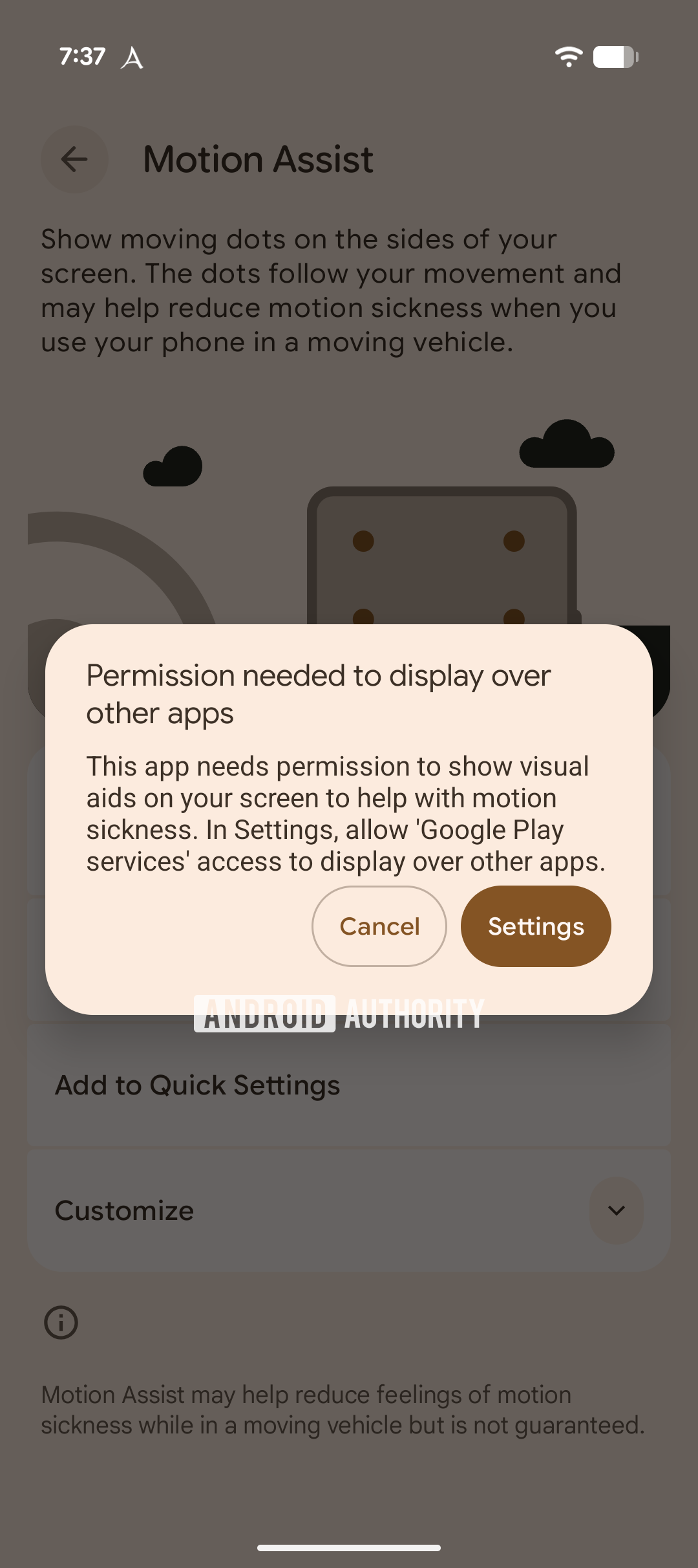 Android Motion Assist draw over other apps Android Motion Assist draw over other apps