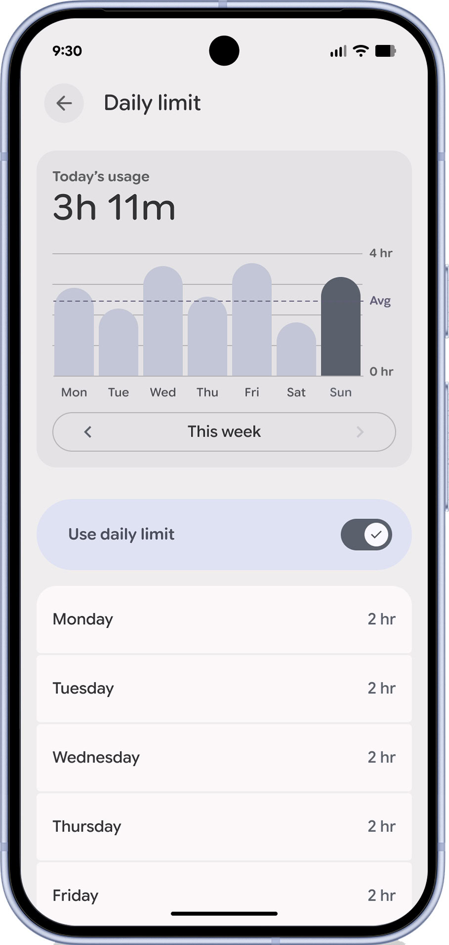 Daily limit settings in Android 16 QPR2