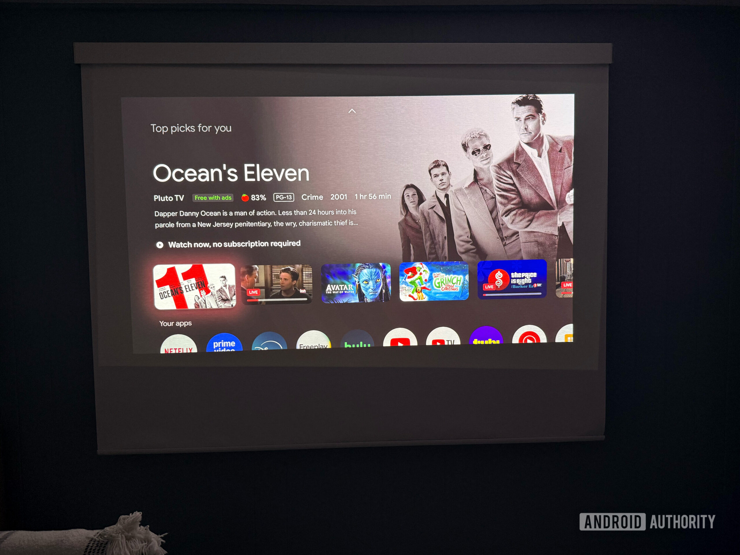 Dangbei DBOX02 Pro Google TV A Dangbei DBOX02 Pro projects the Google TV home screen.