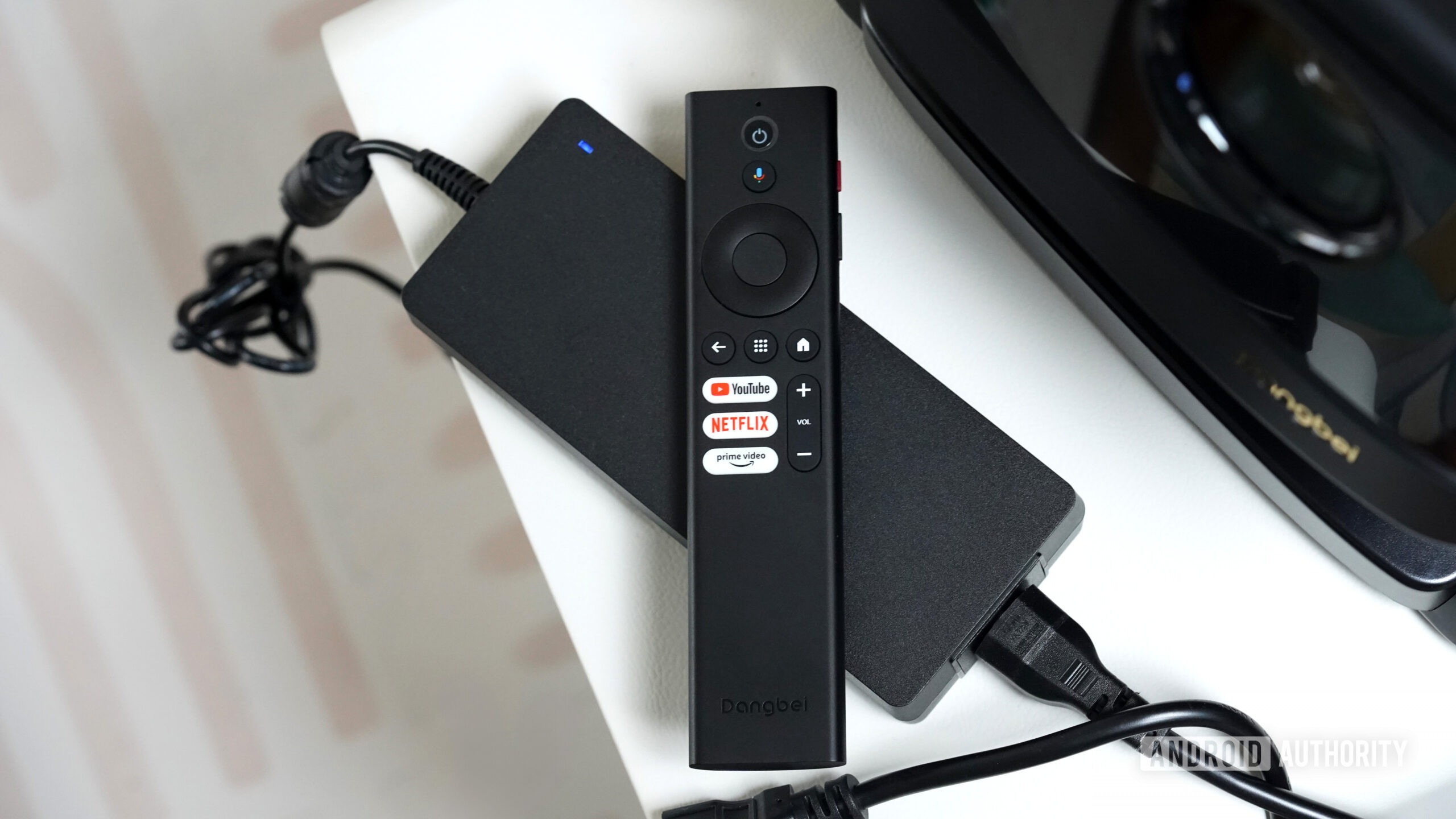 Dangbei DBOX02 Pro remote The Dangbei DBOX02 Pro comes with a voice enabled remote.