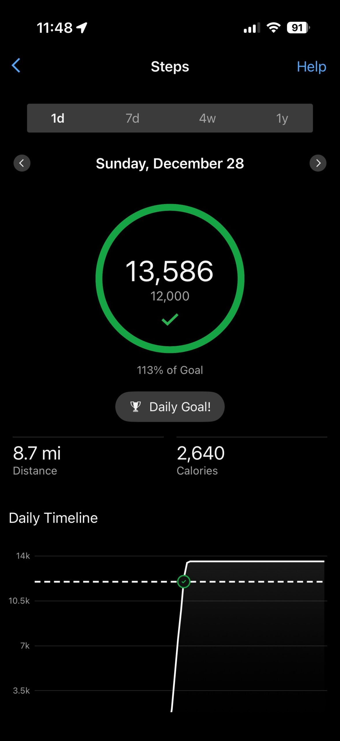 Garmin Connect step count screenshot