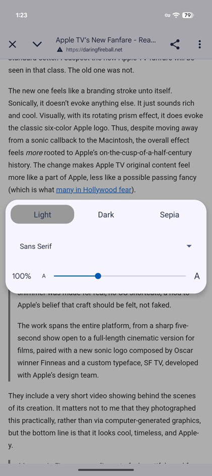 Google Chrome For Android Reading Mode Old 3
