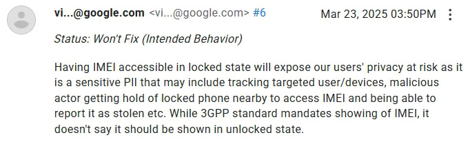 Google IMEI argument