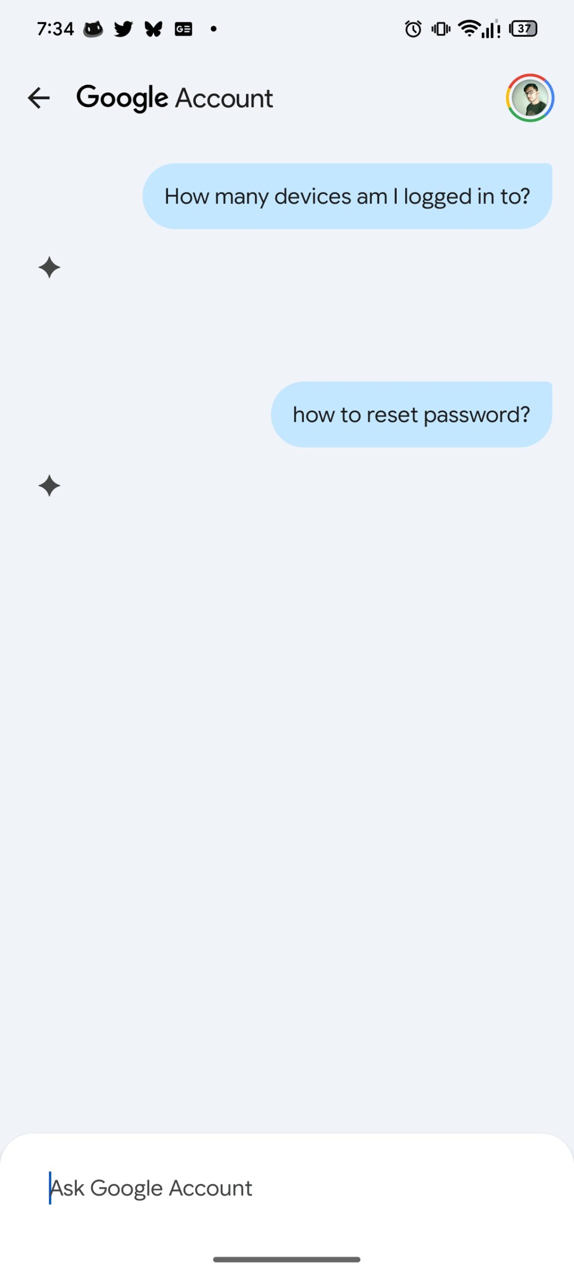 Google Play Services Ask Google Account conversation