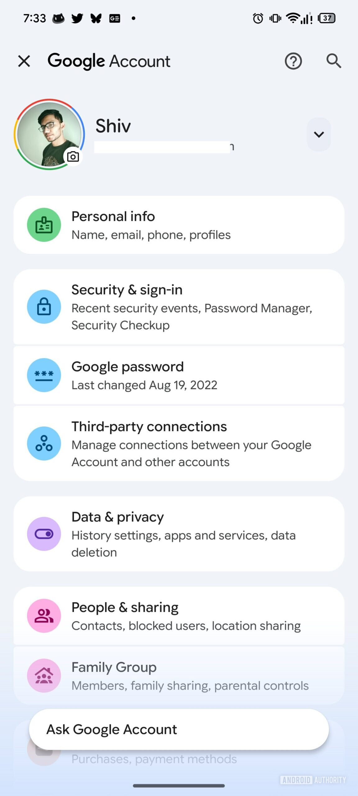 Google Play Services Ask Google Account