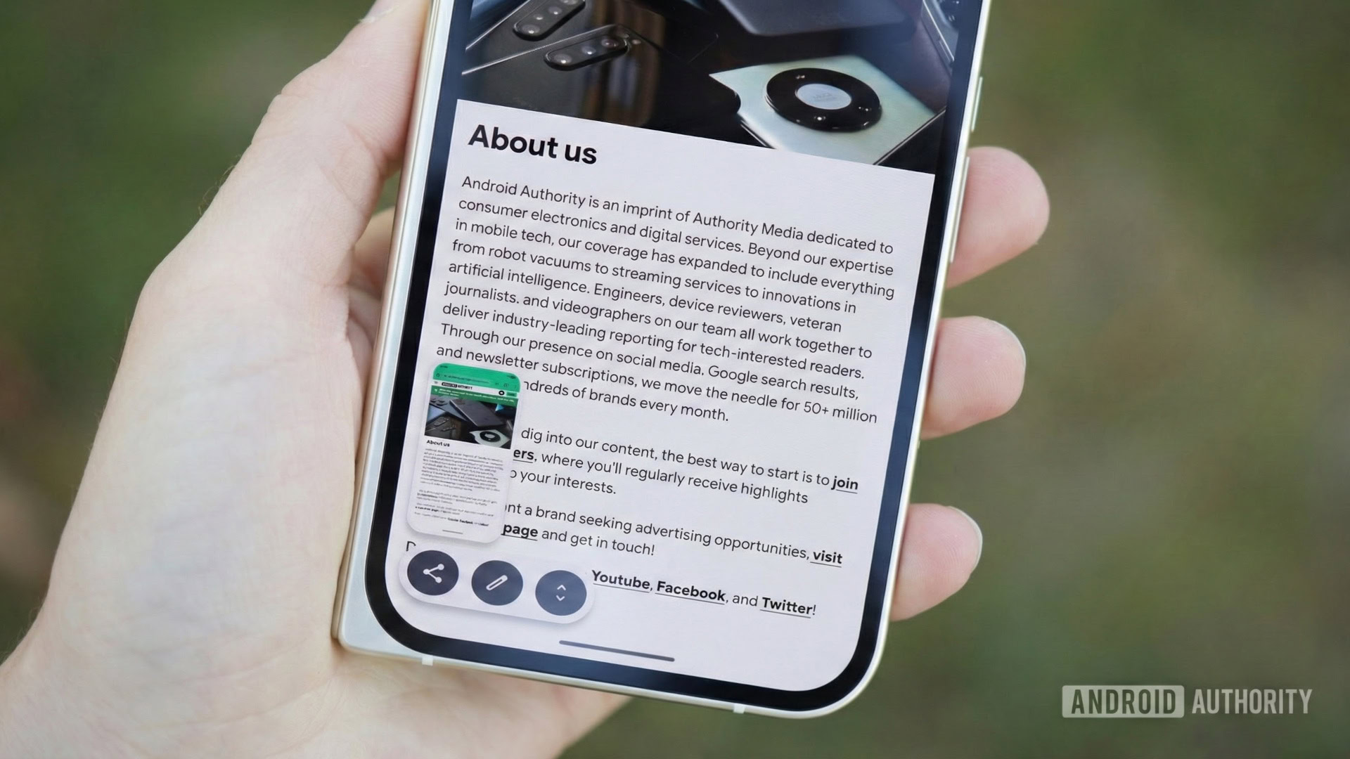 Image of a Pixel phone showing Android screenshot overlay