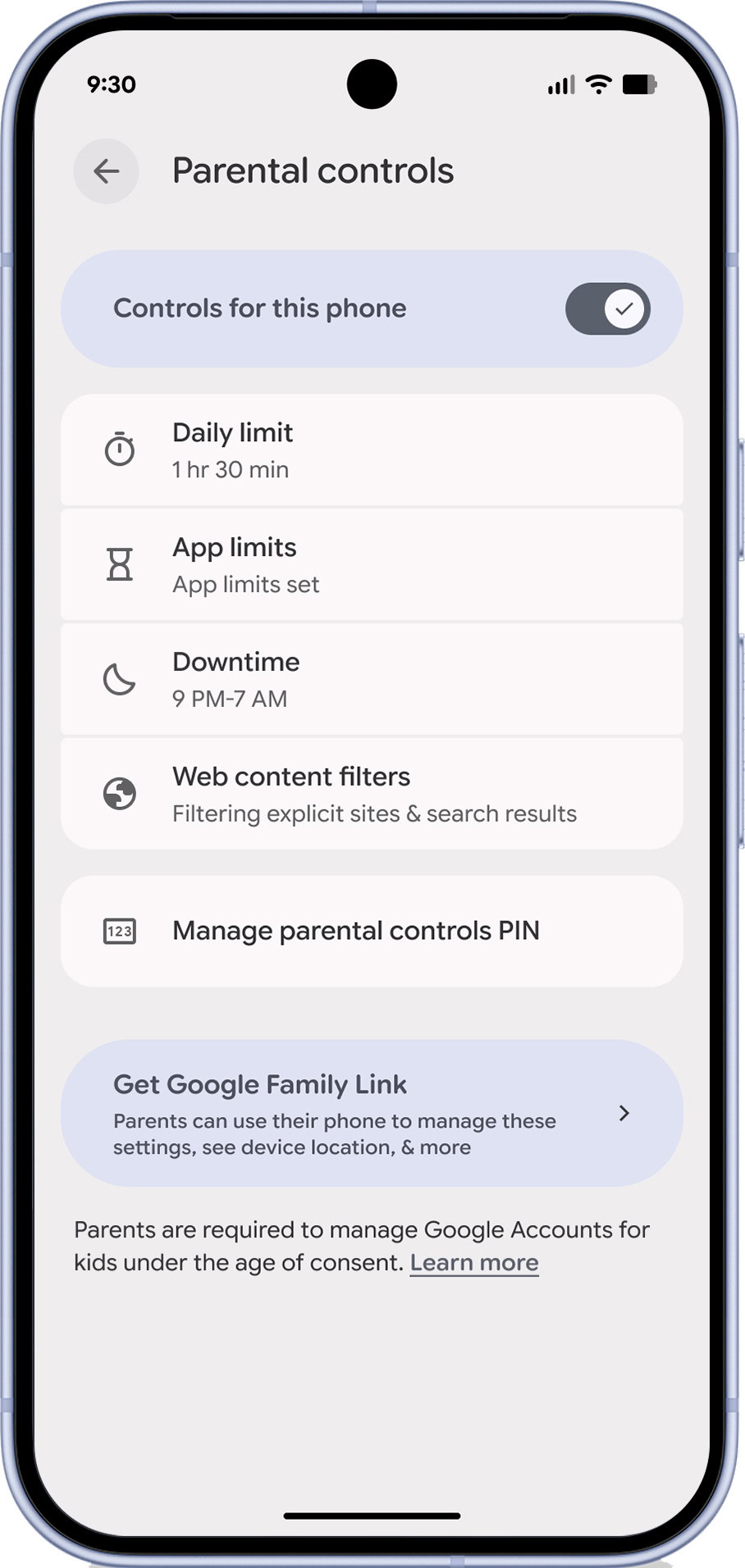 Parental Controls settings in Android 16 QPR2