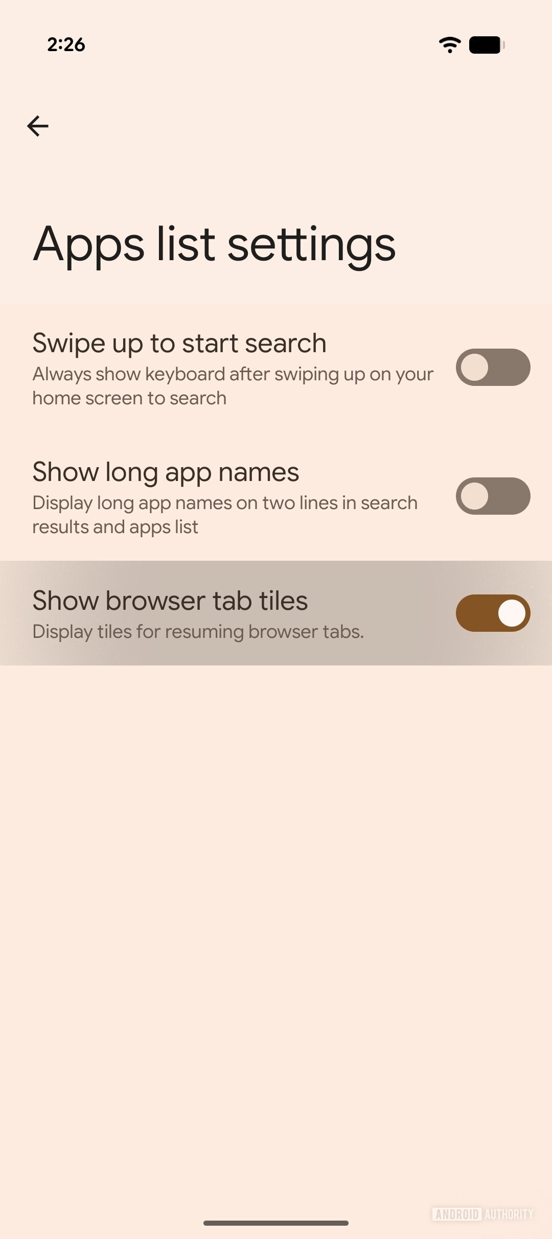 Pixel Launcher Show browser tab tiles Pixel Launcher Show browser tab tiles