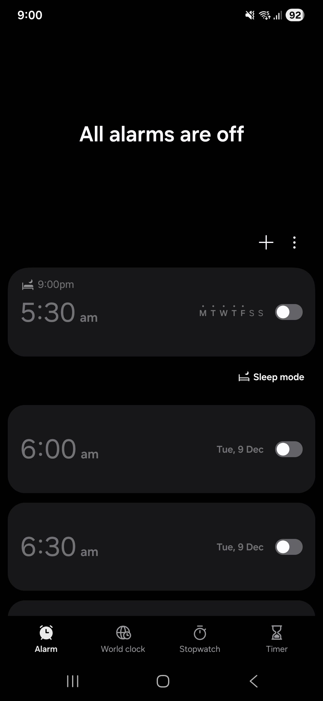 Samsung One UI 8 Alarm Tab