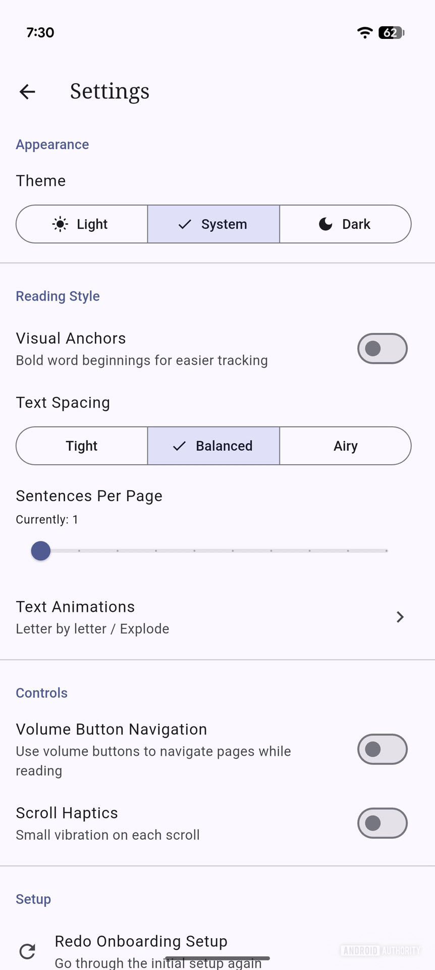 Seriatim Reader on Android Free reading app for one sentence reading (3)