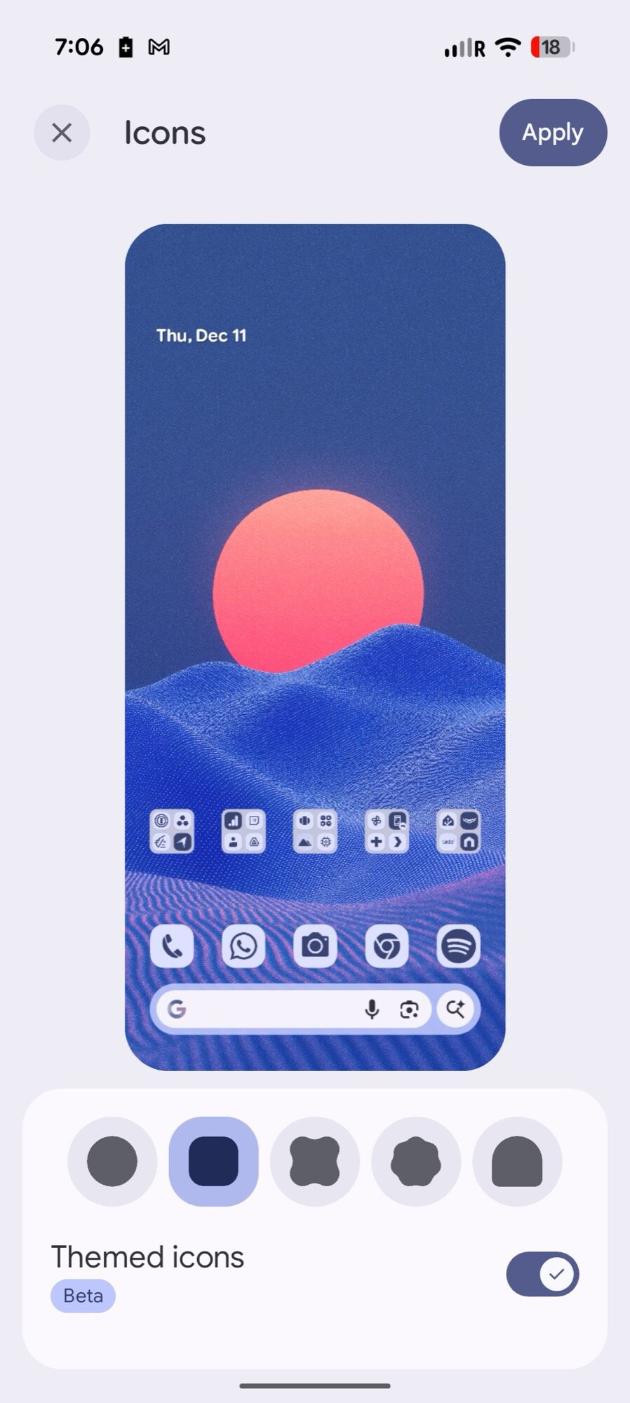 android 16 screenshot icon shapes