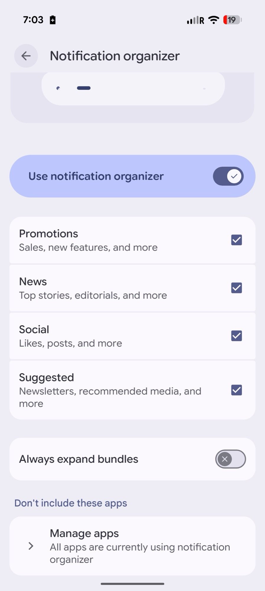 android 16 screenshot notification organizer settings