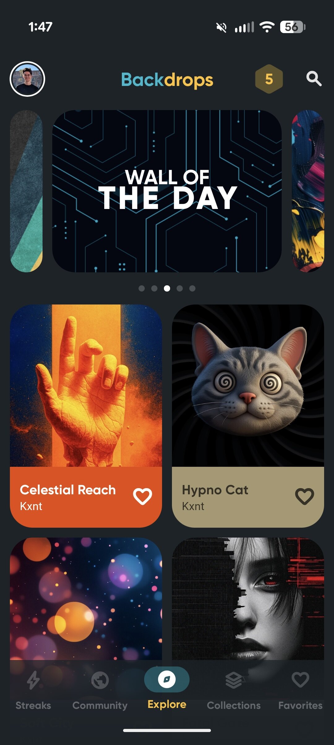 Screenshot of the Backdrops wallpaper app.