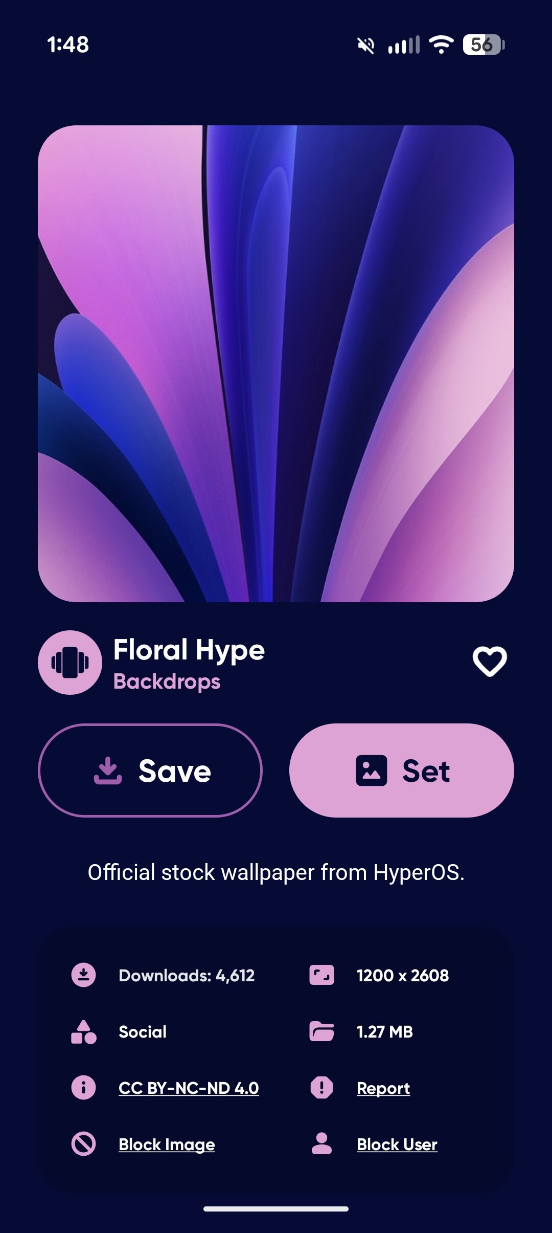 Screenshot of the Backdrops wallpaper app.