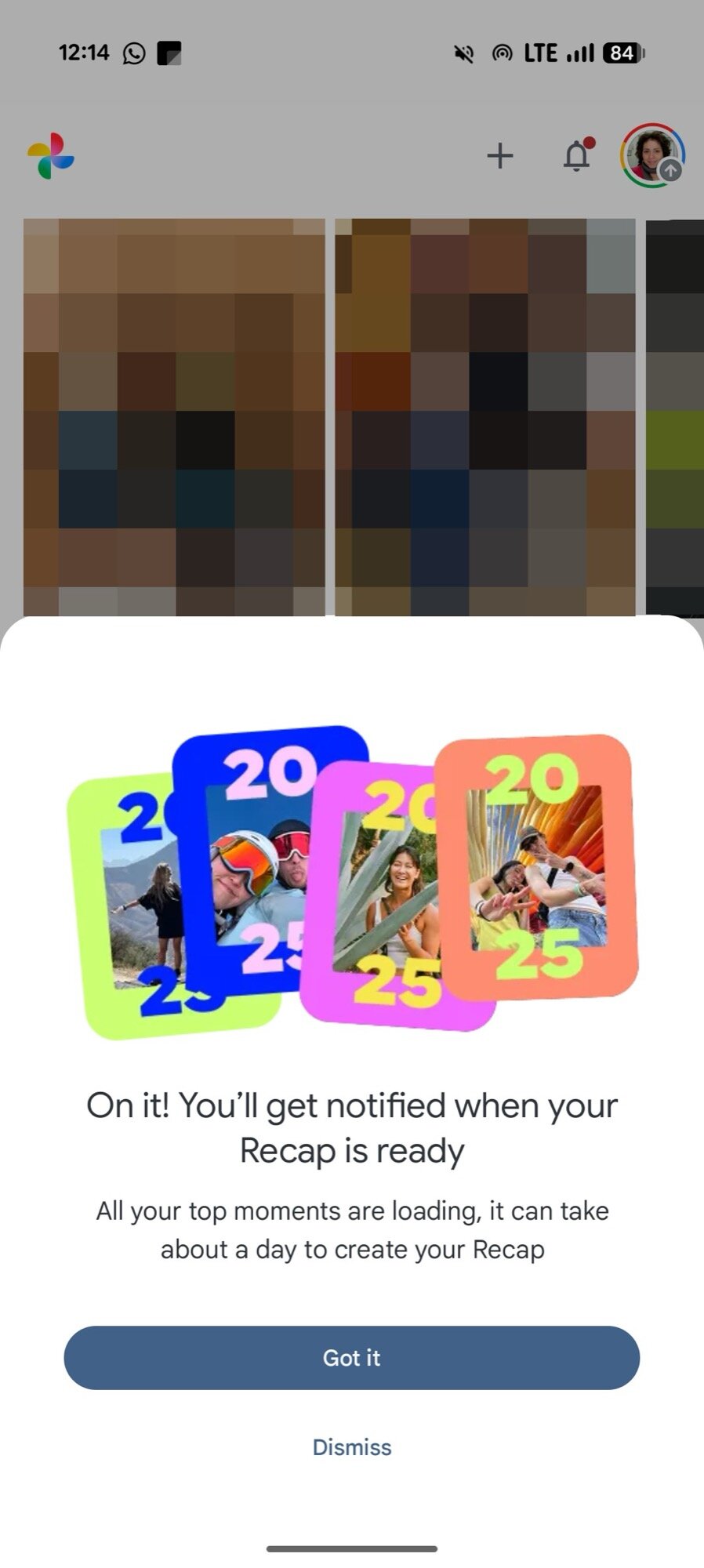 google photos 2025 recap pop up