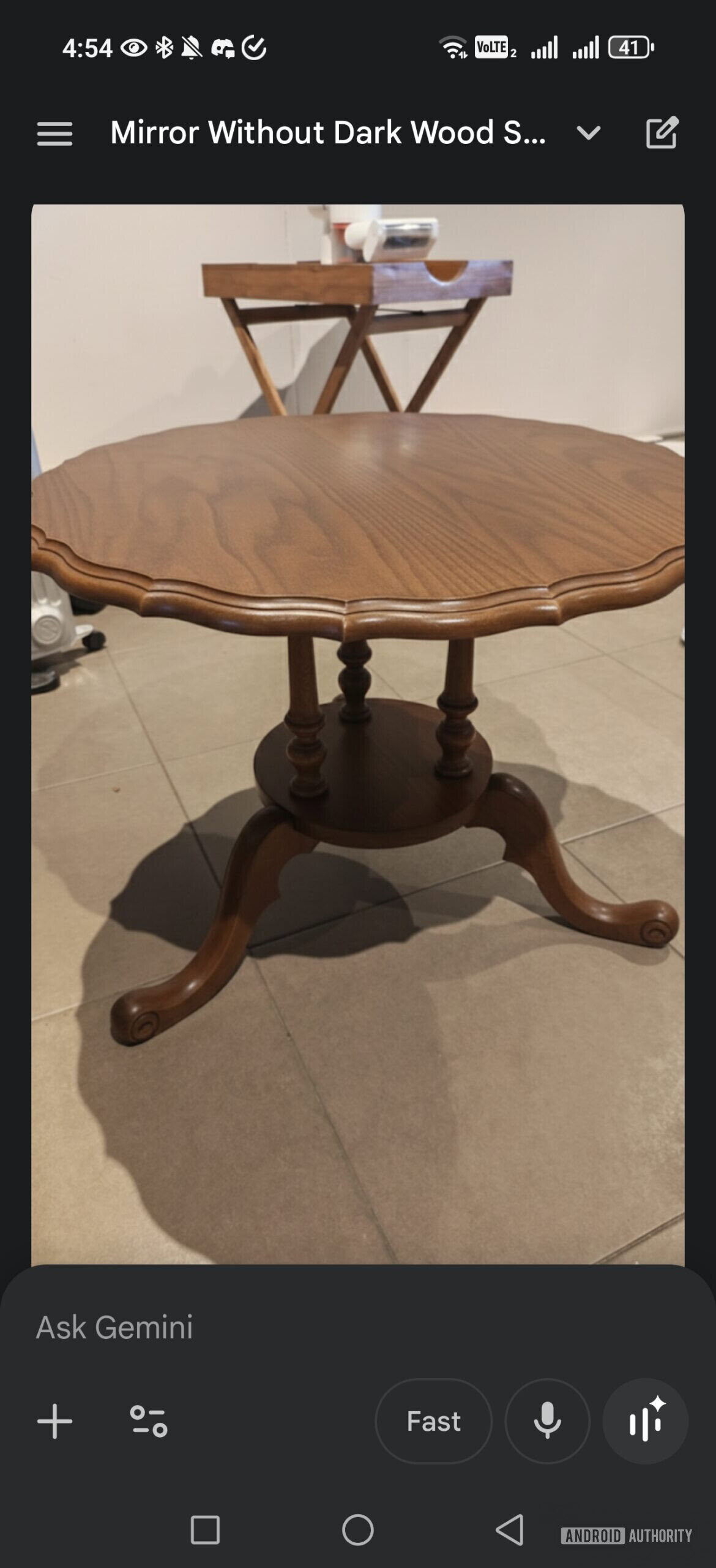 image from gemini with a different wood color for table