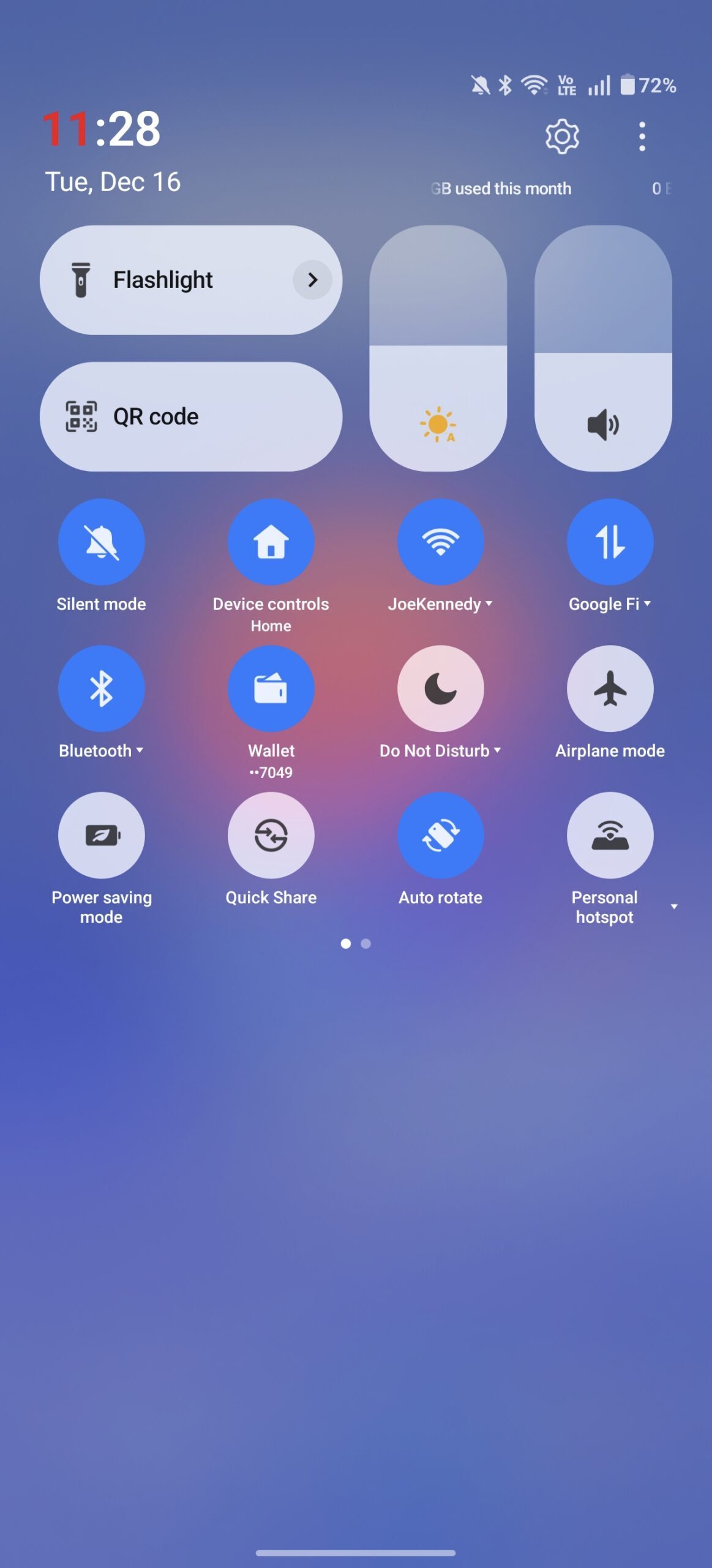 Screenshot of Quick Settings in OxygenOS 16.