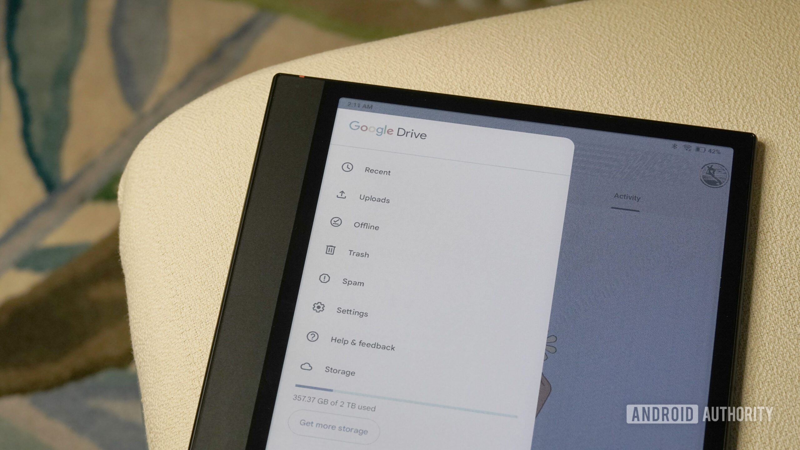 A BOOX Tablet Note Air 4C displays the Drive app.