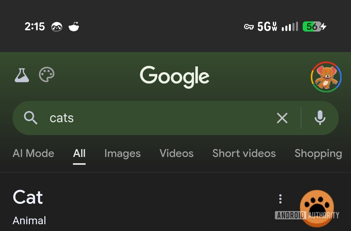 Color your search on mobile