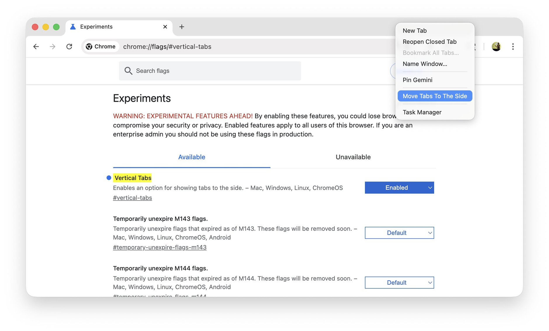 Google Chrome Beta Vertical Tabs 1