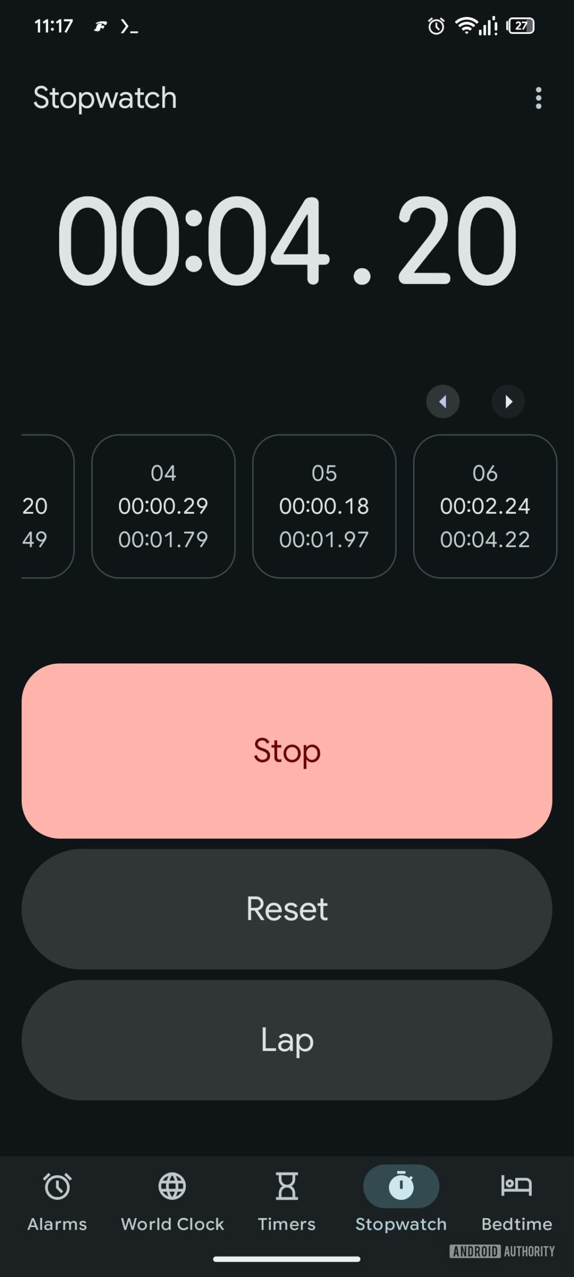 Google Clock alarm volume slider buttons