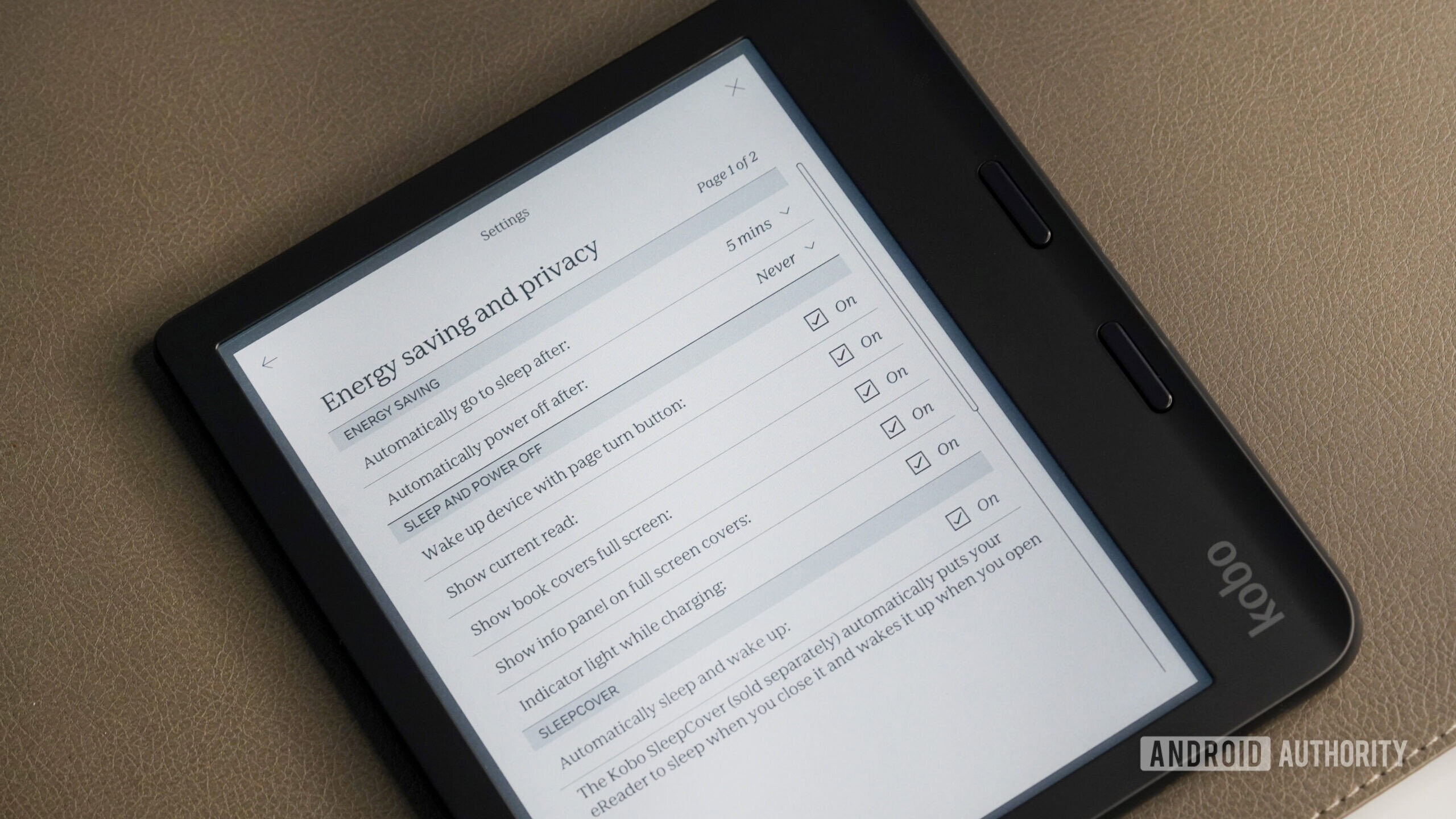A user accesses the settings menu of their Kobo Libra Colour.