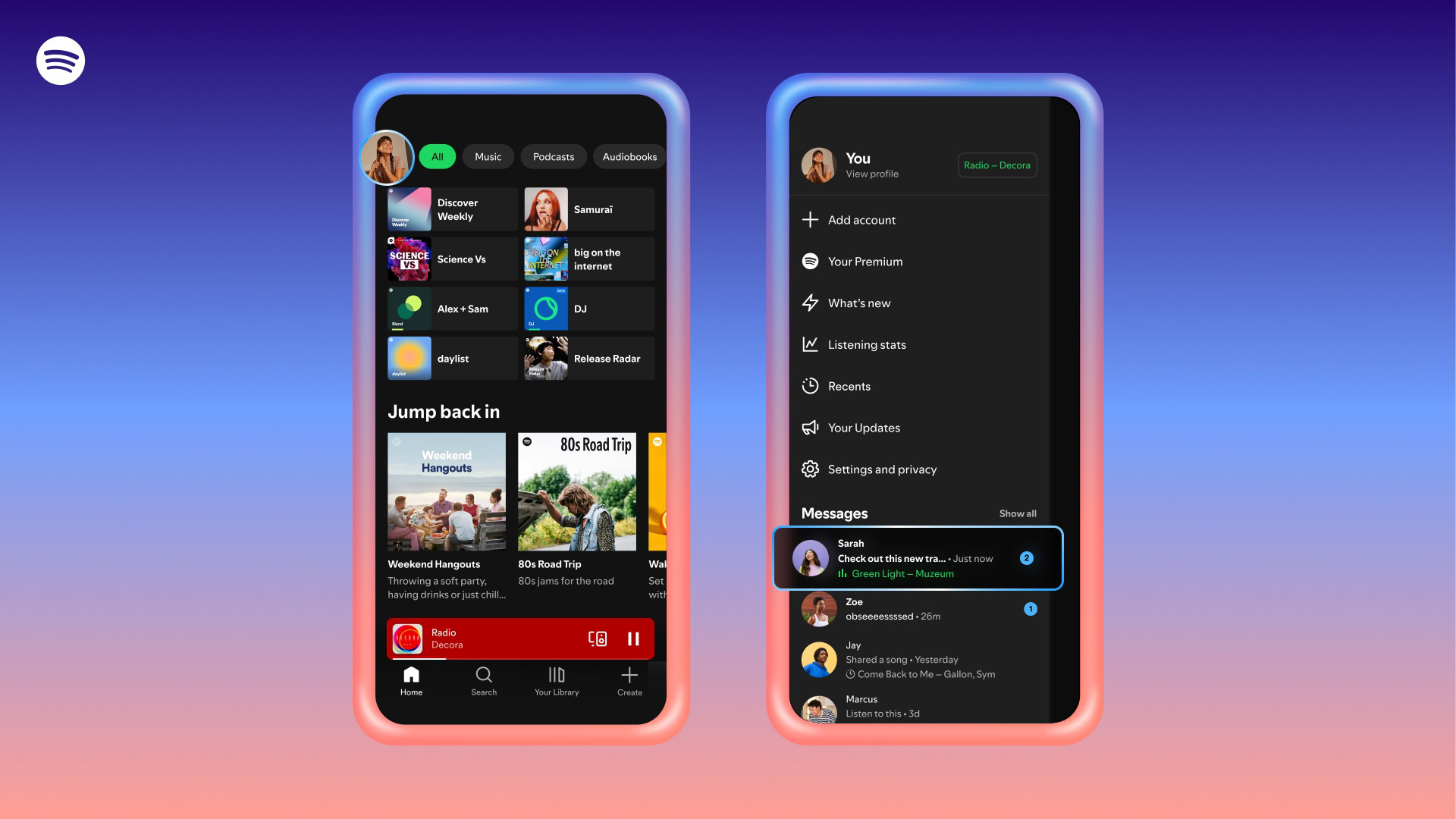 Spotify Listening Activity Listening activity, side drawer