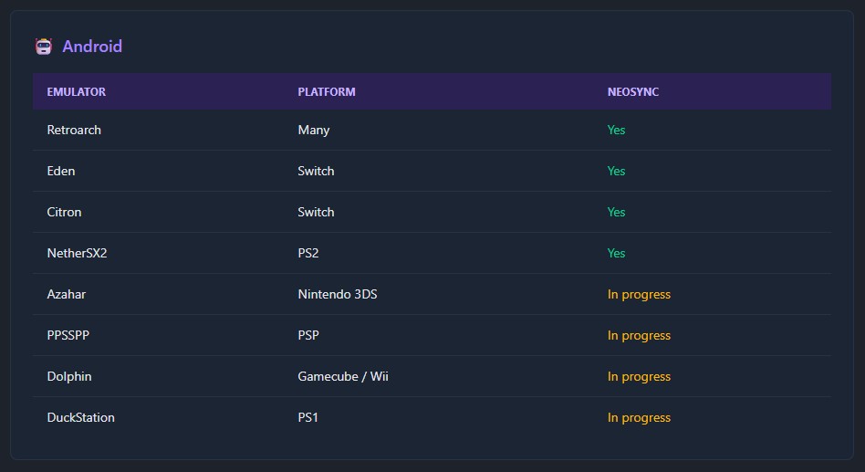 NeoStation supported emulators NeoStation supported emulators