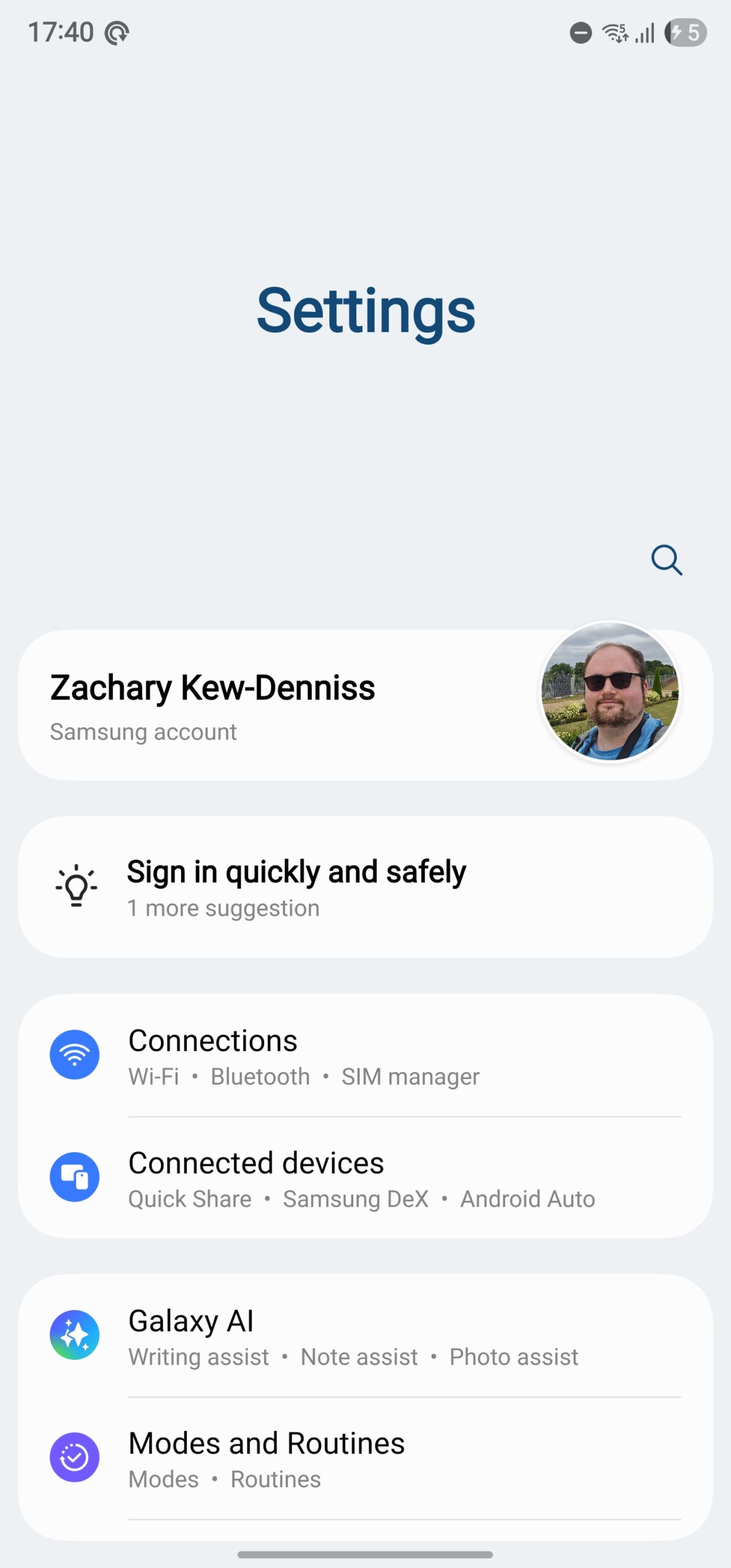 One UI 8.0 settings app