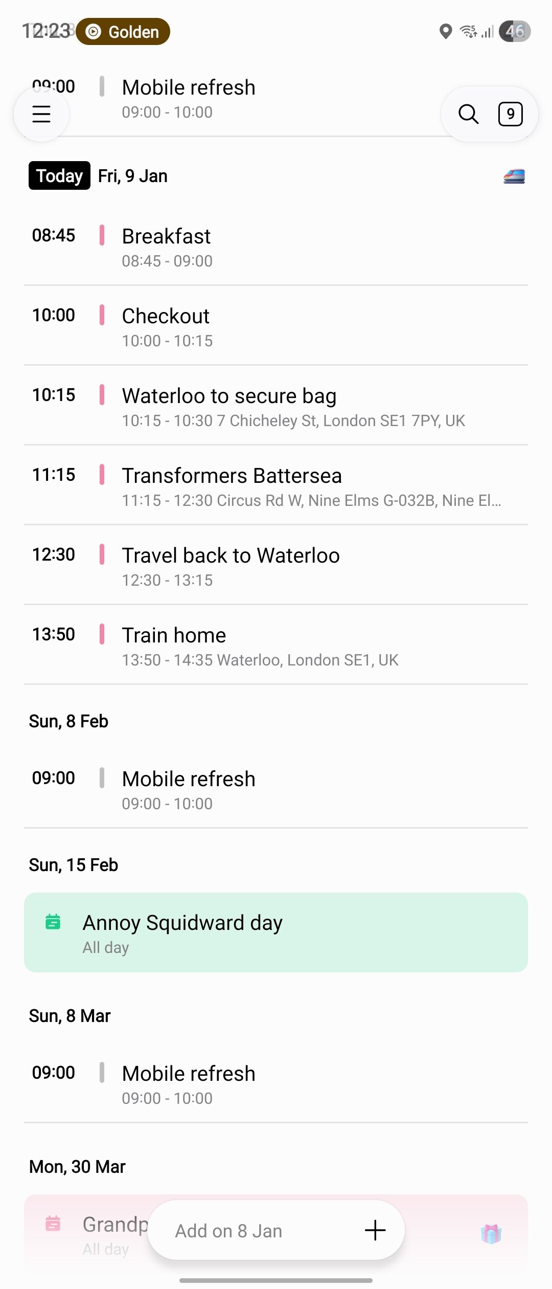 One UI Now Brief Calendar One UI Now Brief Calendar