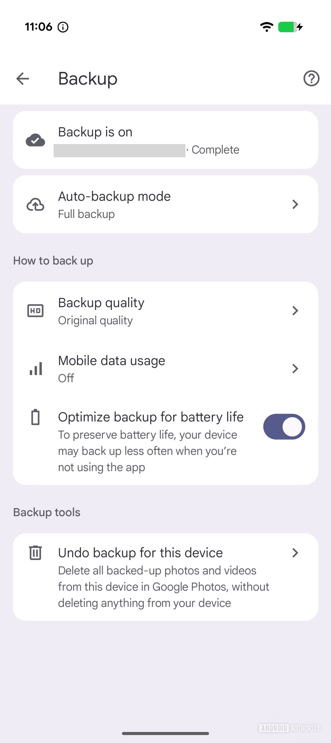 Optimize backup google photos