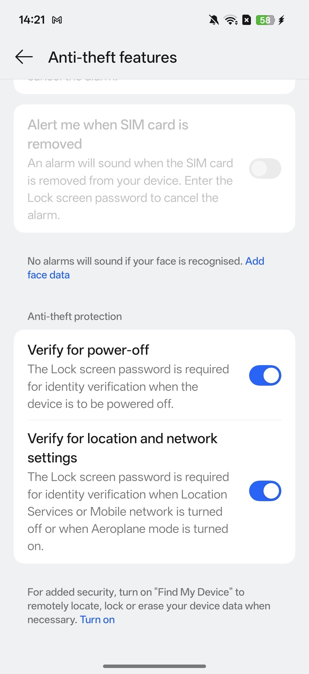 Realme UI verify for power off
